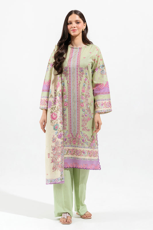 3 PIECE - PRINTED LAWN SUIT - PASTEL VINE