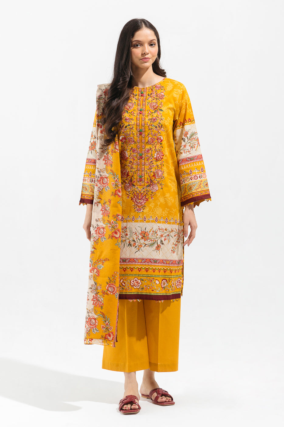 3 PIECE - EMBROIDERED LAWN SUIT - DANDELION DREAM