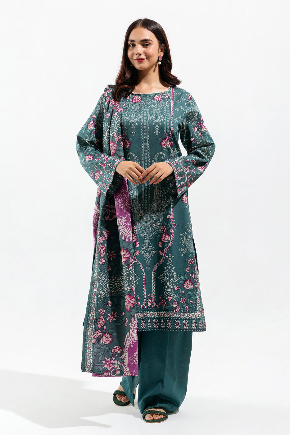 3 PIECE - PRINTED LAWN SUIT - ETHNIC OCEAN