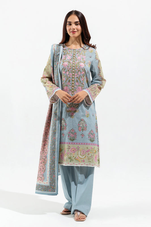 3 PIECE - EMBROIDERED LAWN SUIT - ICEBERG GLOOM