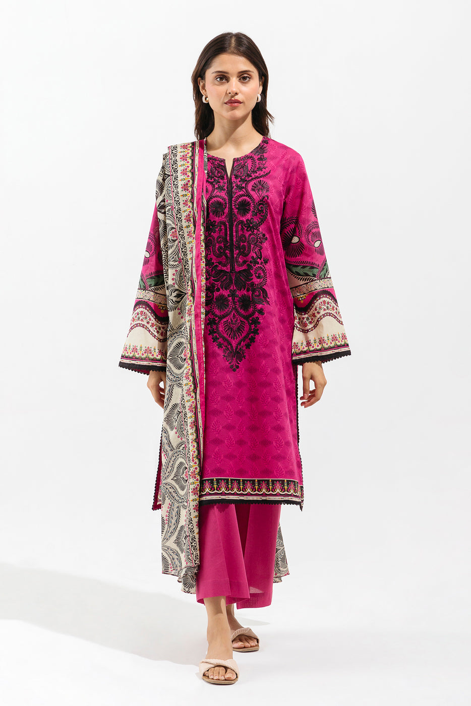 3 PIECE - EMBROIDERED LAWN SUIT - HIBISCUS GLORY