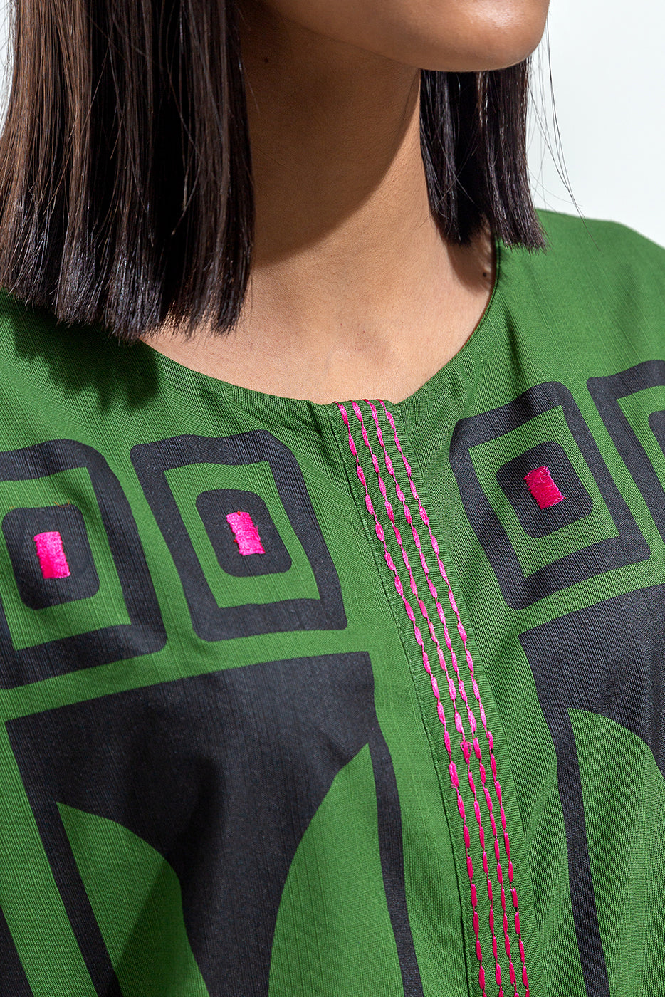 EMBROIDERED SLUB KHADDAR SHIRT (PRET)