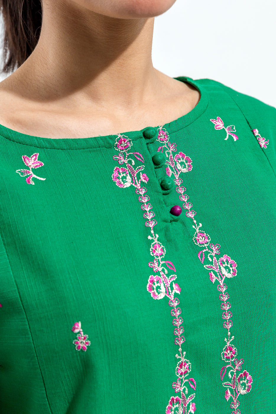 EMBROIDERED KHADDAR SHIRT (PRET)