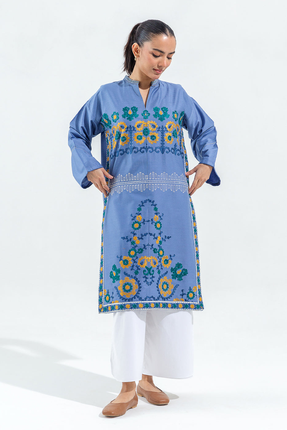 EMBROIDERED SELF JACQUARD SHIRT (PRET)