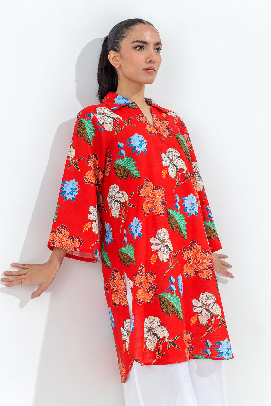 PRINTED SLUB KHADDAR SHIRT (PRET)