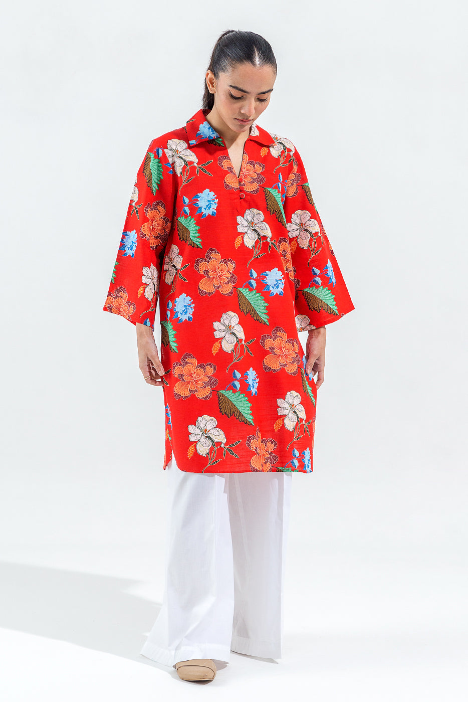 PRINTED SLUB KHADDAR SHIRT (PRET)