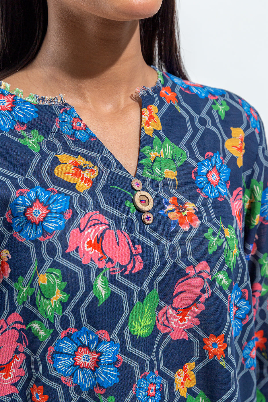 PRINTED SLUB KHADDAR SHIRT (PRET)