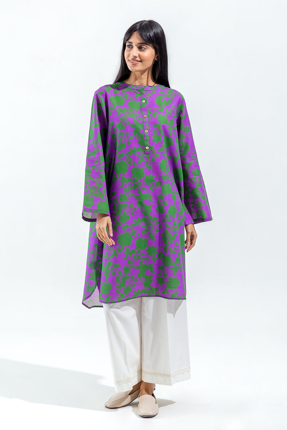 PRINTED SLUB KHADDAR SHIRT (PRET)