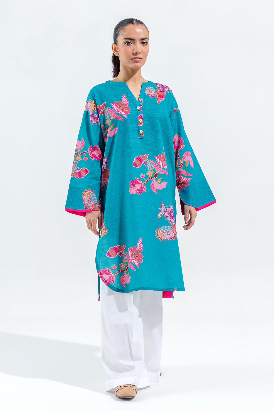 PRINTED SLUB KHADDAR SHIRT (PRET)