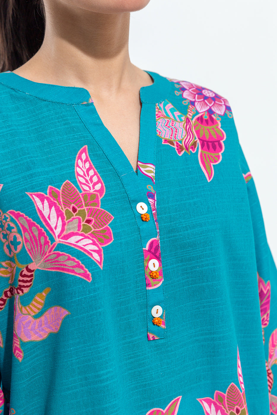 PRINTED SLUB KHADDAR SHIRT (PRET)