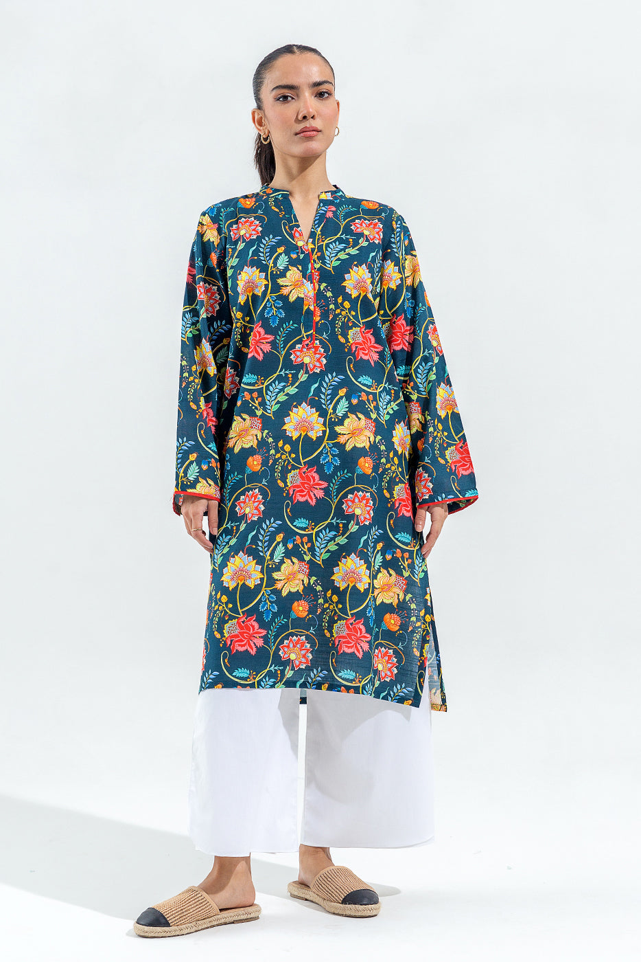 PRINTED SLUB KHADDAR SHIRT (PRET)