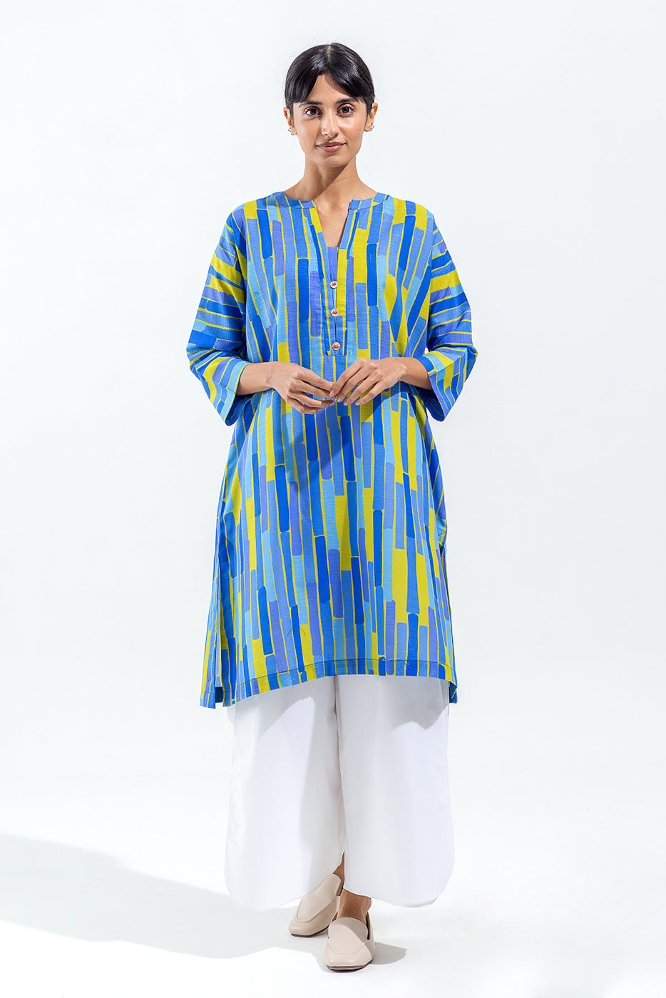 PRINTED SLUB KHADDAR SHIRT (PRET)