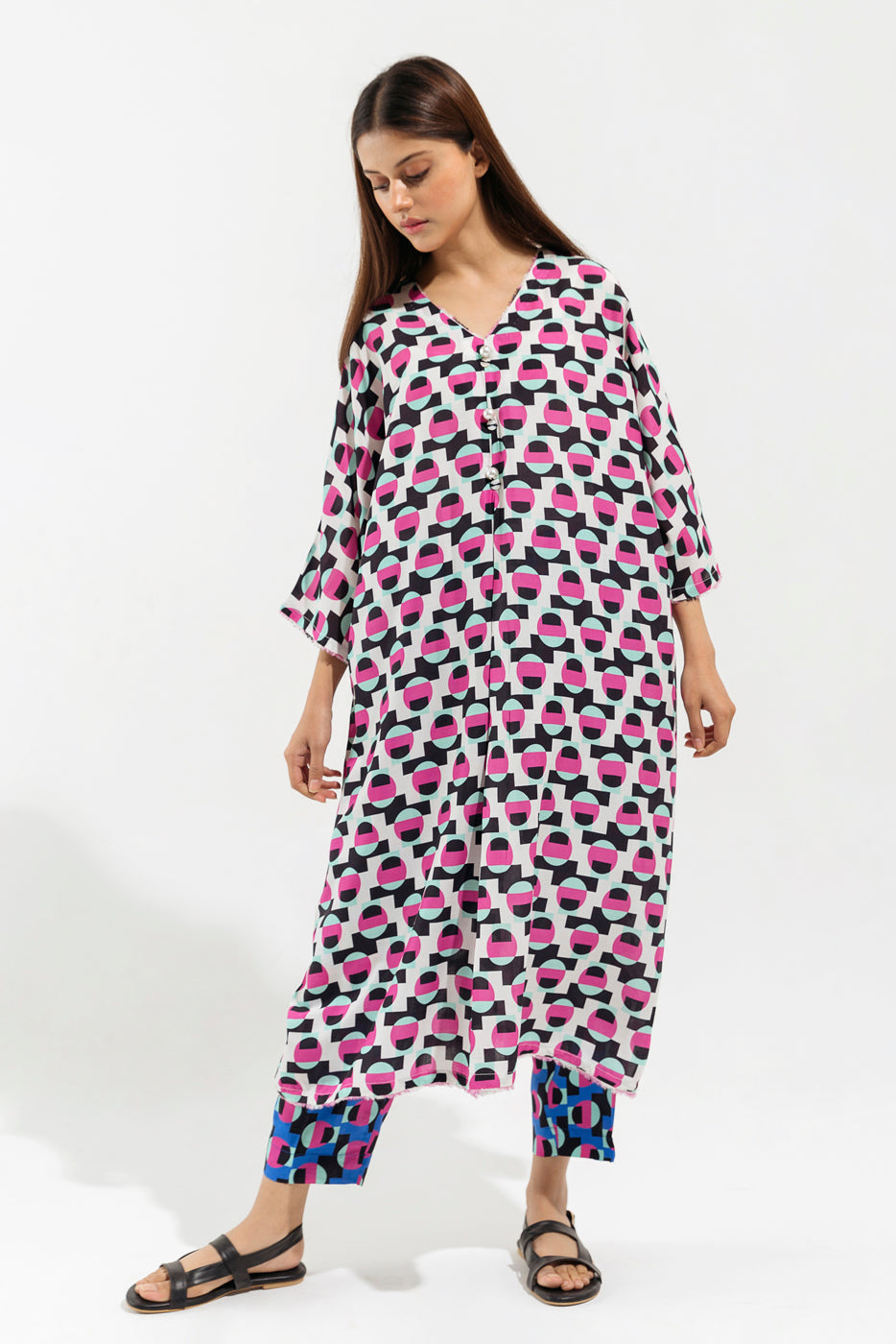 2 PIECE PRINTED VISCOSE SUIT (PRET)