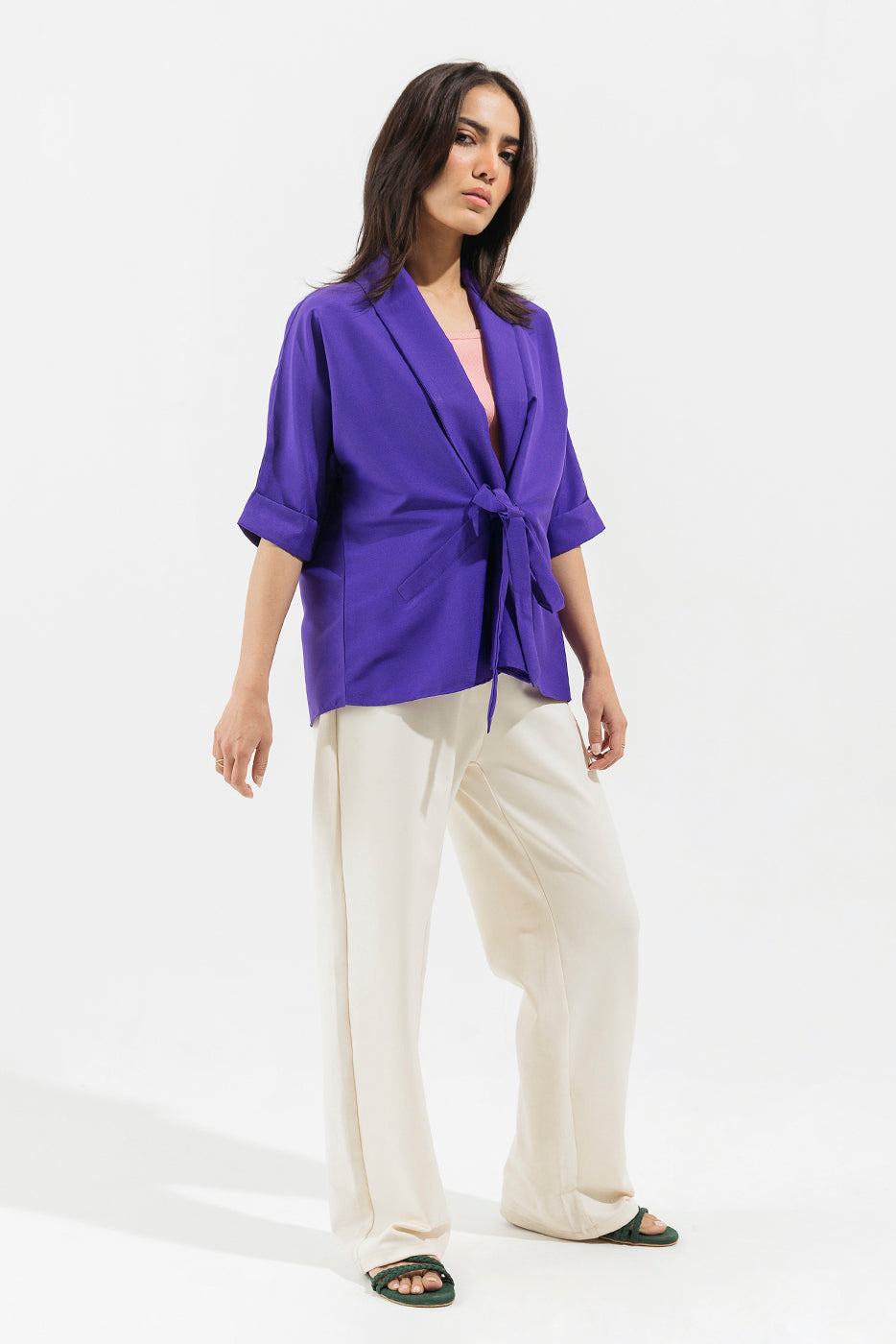 PURPLE SHAWL COLLAR TOP