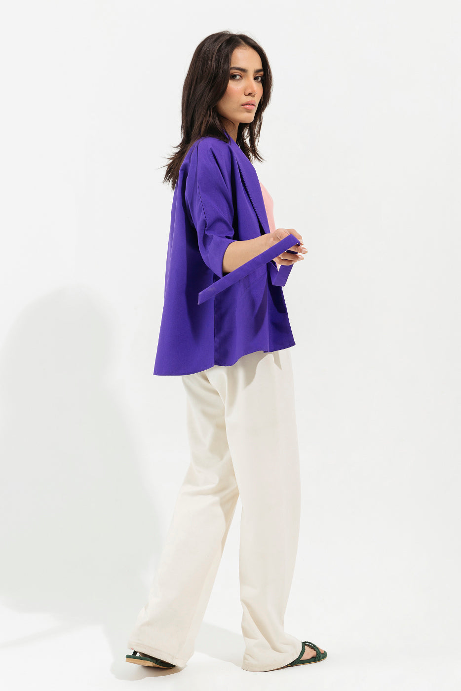 PURPLE SHAWL COLLAR TOP