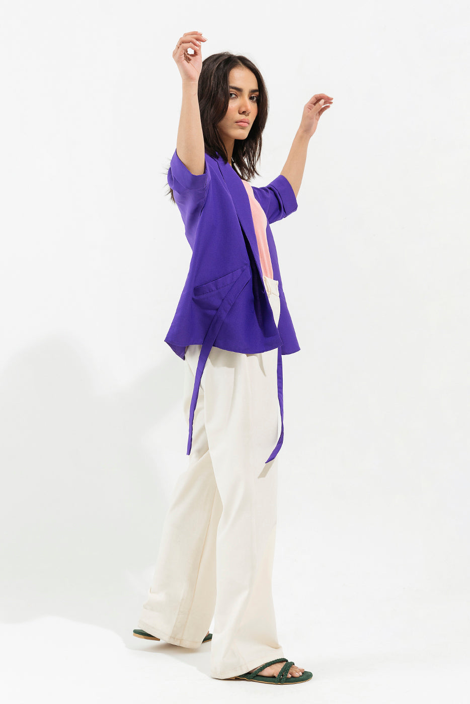 PURPLE SHAWL COLLAR TOP