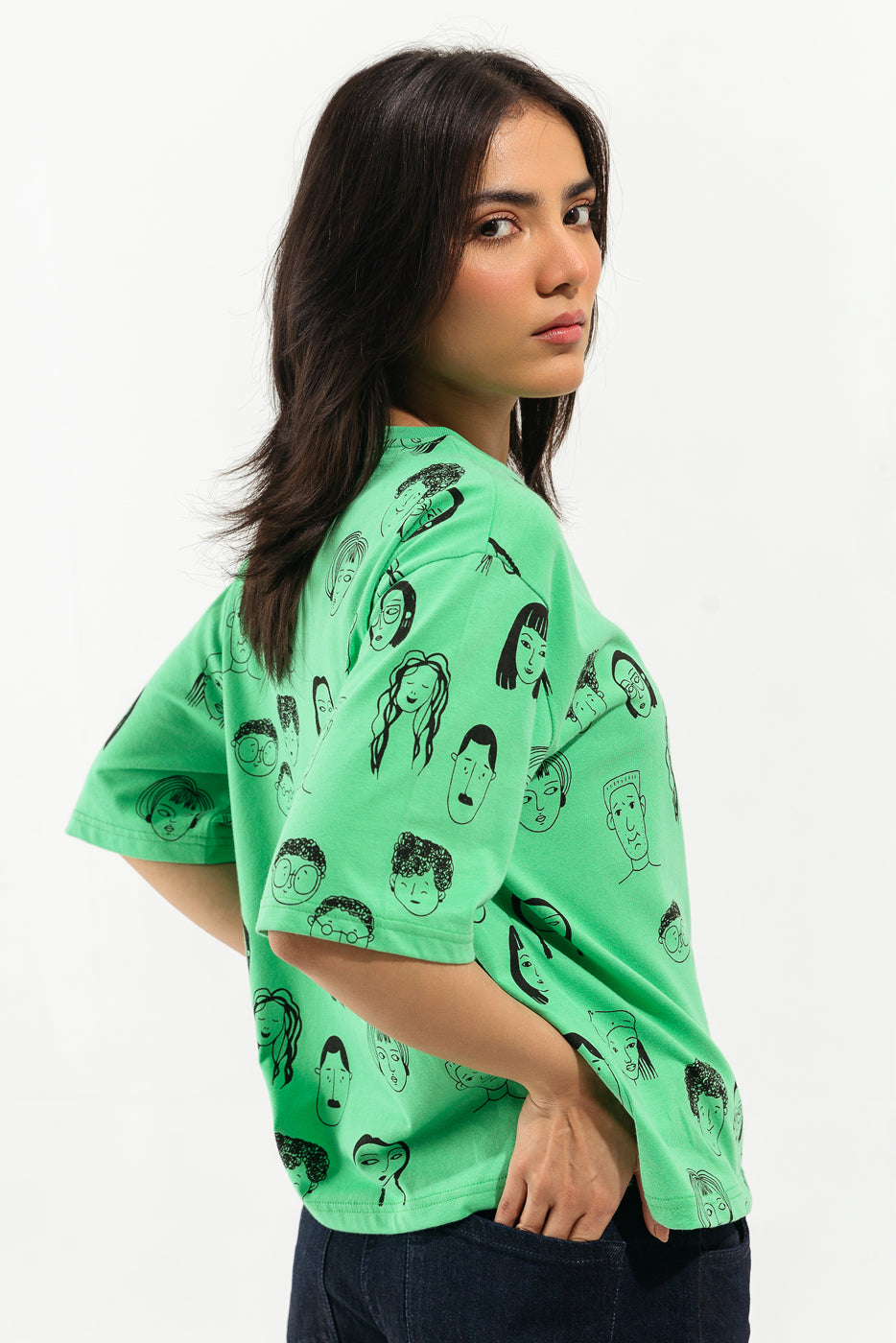 JADE GREEN PRINTED T-SHIRT