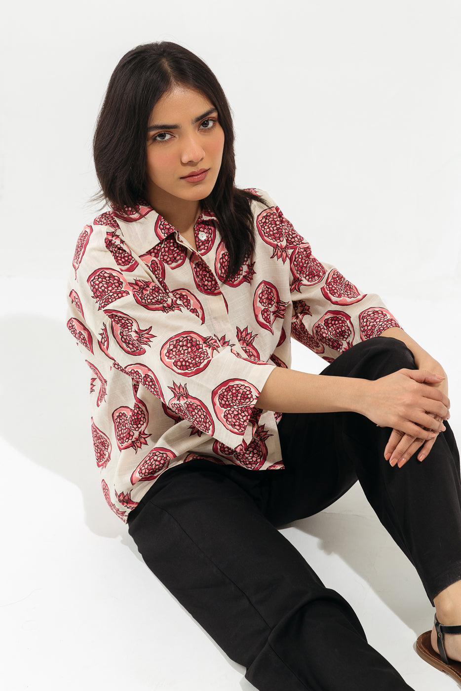 POMEGRANATE SCREEN PRINTED TOP