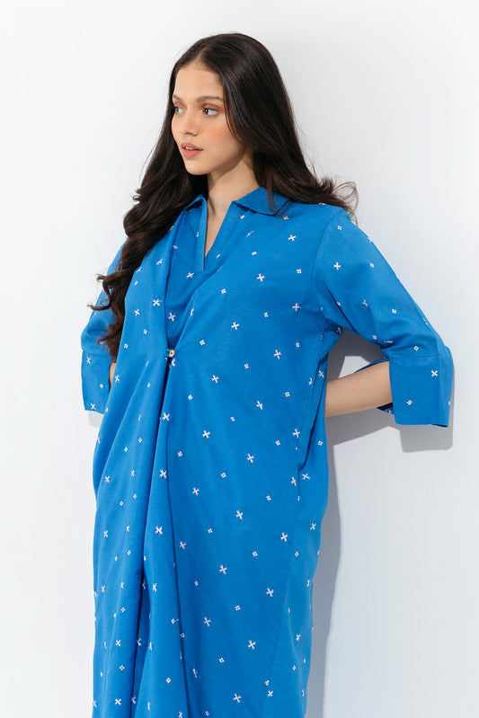 Light Blue Embroidered Long Tunic