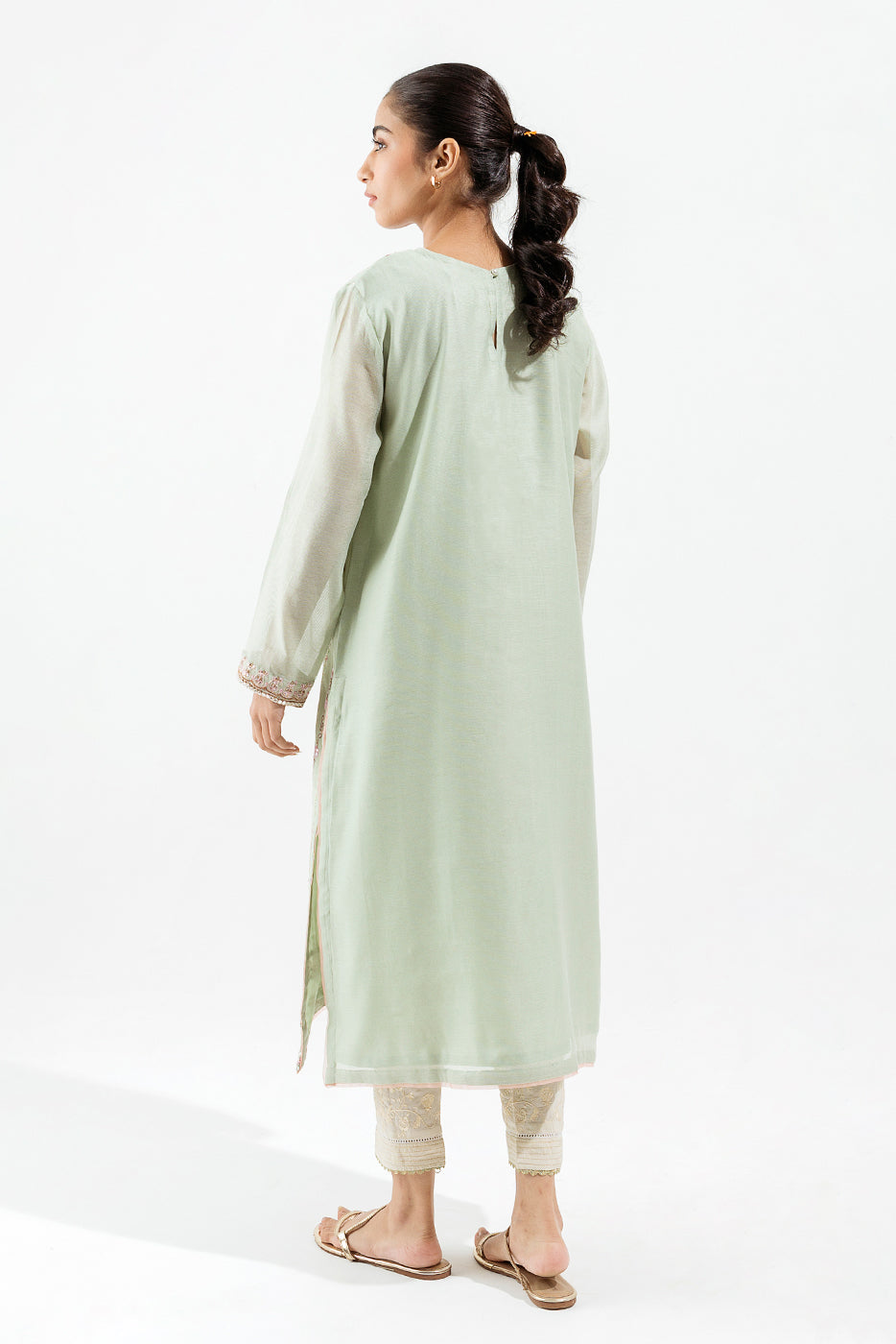 EMBROIDERED COTTON NET SHIRT (LUXURY PRET)