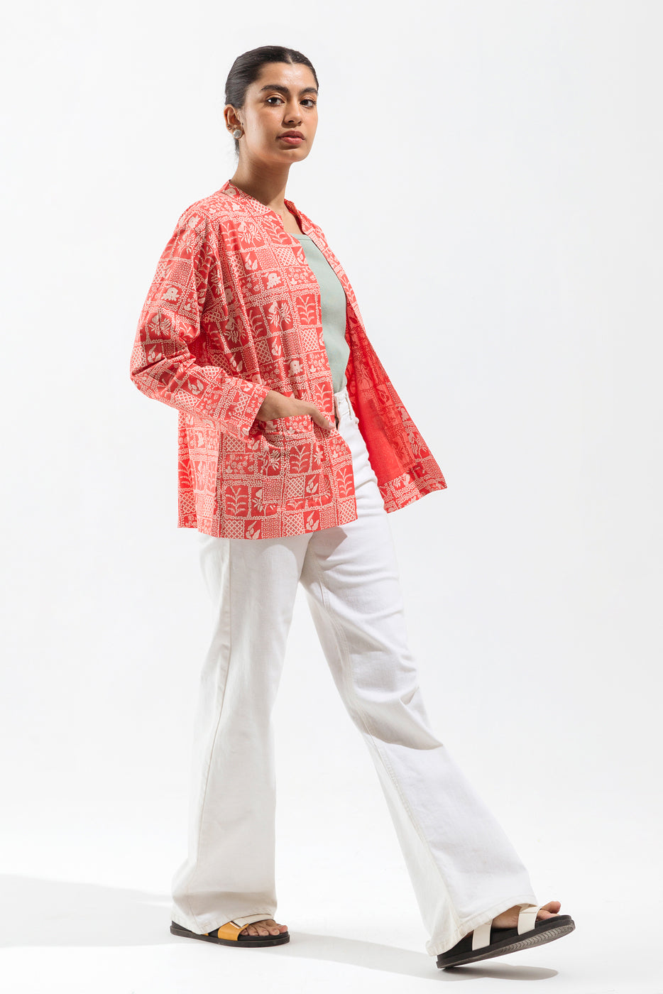 Hand Screen Printed Pink Kimono