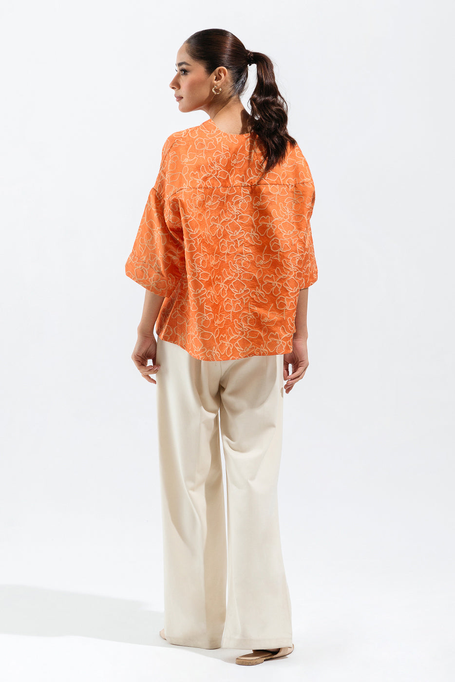 ORANGE JACQUARD TOP