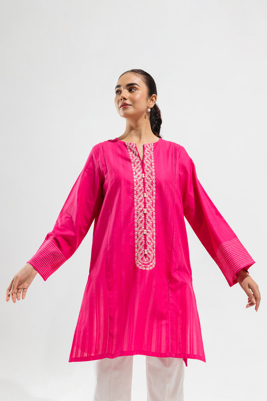 EMBROIDERED JACQUARD SHIRT (PRET) - BEECHTREE