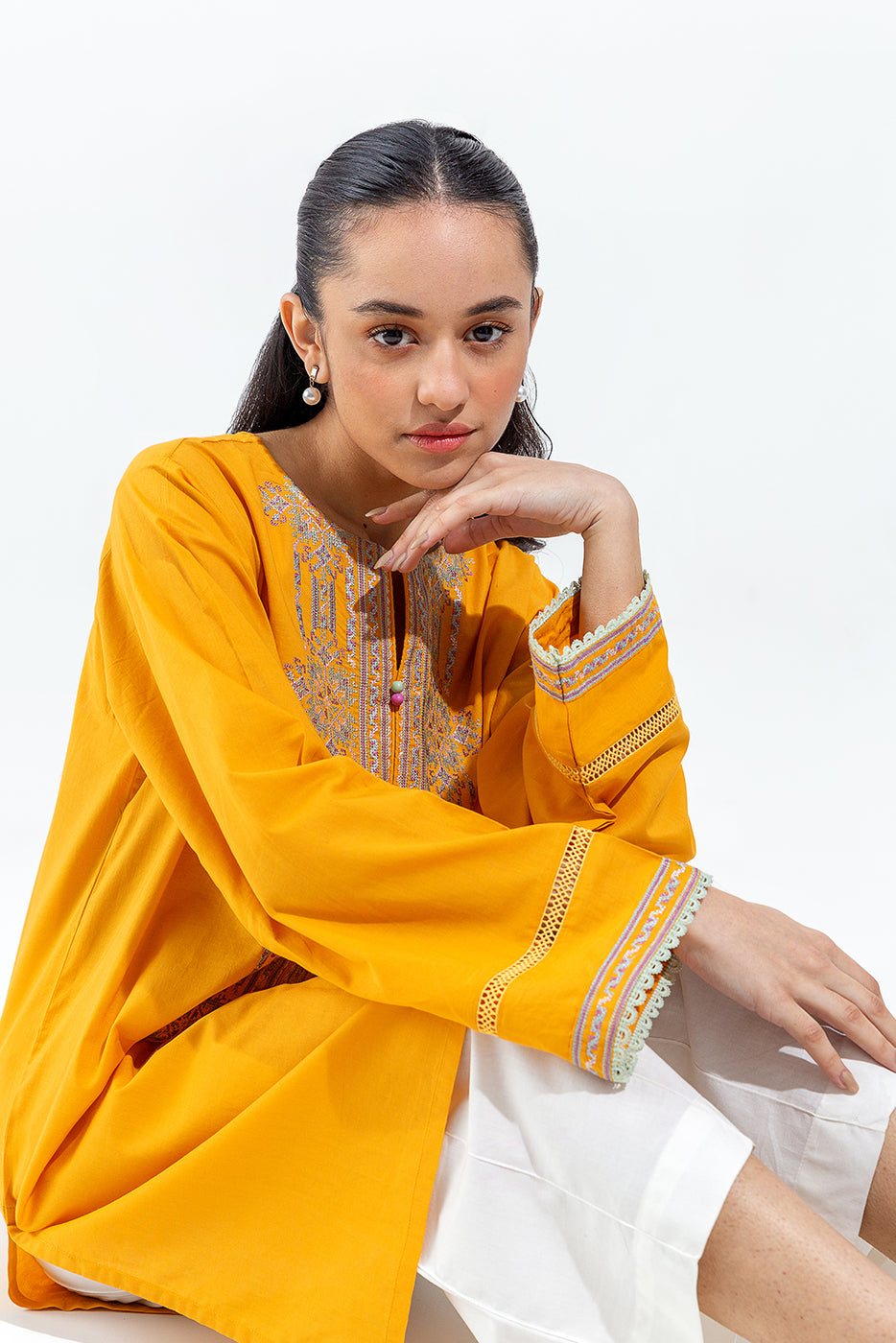 EMBROIDERED CAMBRIC SHIRT (PRET) - BEECHTREE