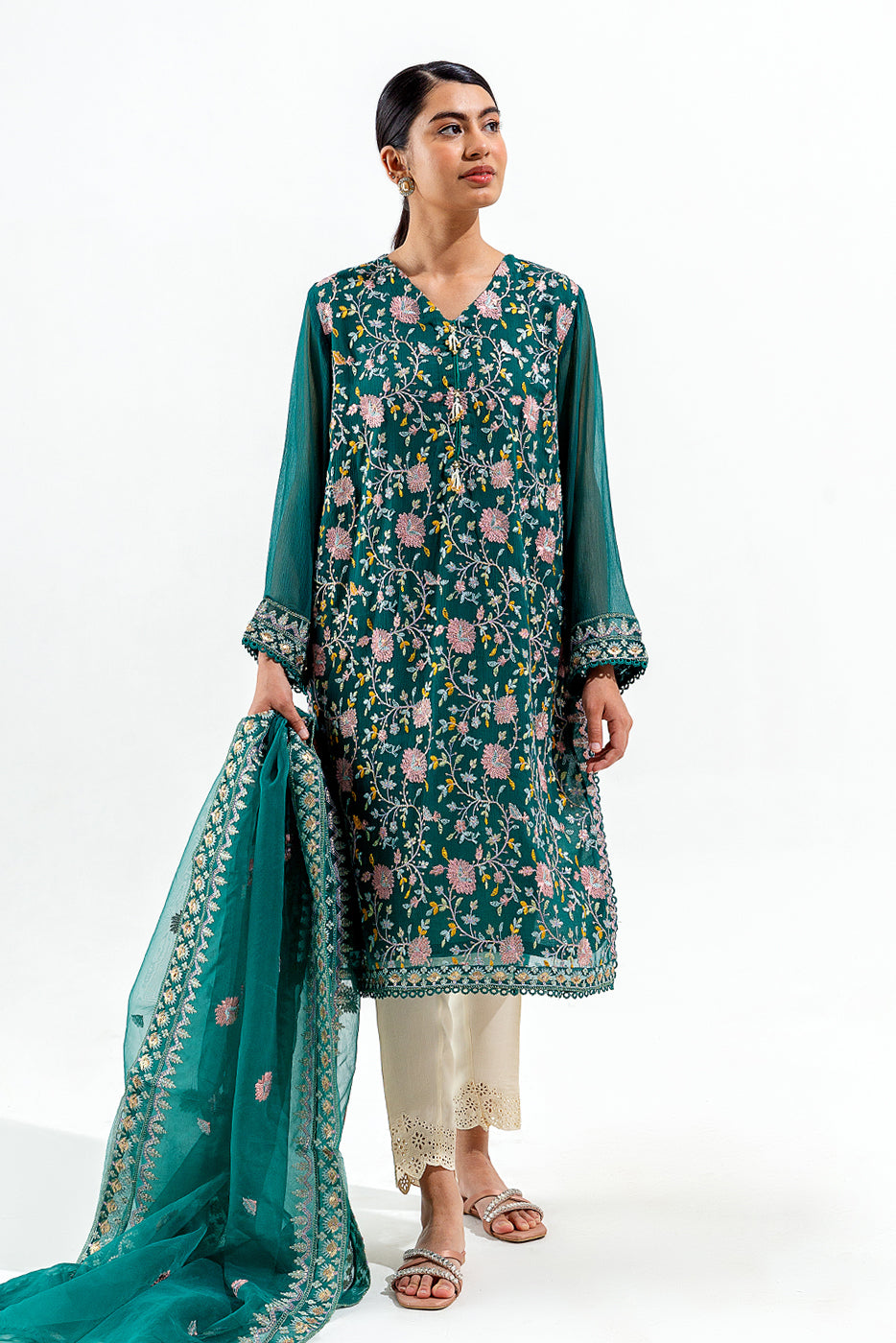 2 PIECE EMBROIDERED CHIFFON SUIT (LUXURY PRET)