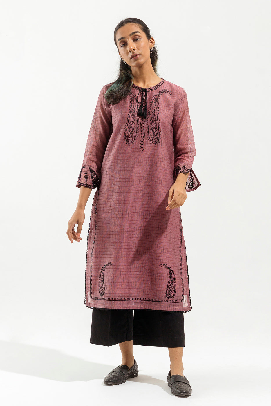 EMBROIDERED TWO TONE SHIRT (LUXURY PRET)