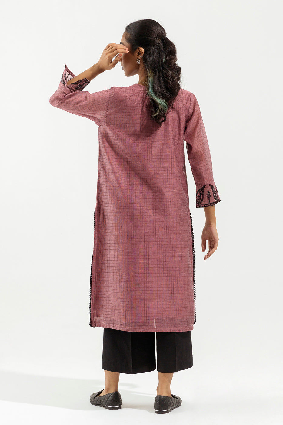 EMBROIDERED TWO TONE SHIRT (LUXURY PRET)