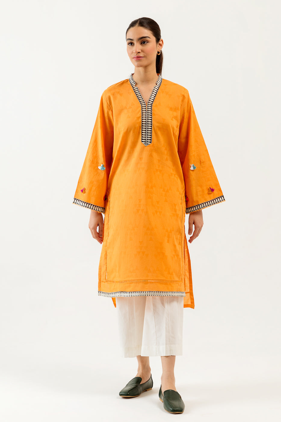 EMBROIDERED SELF JACQUARD SHIRT (PRET)