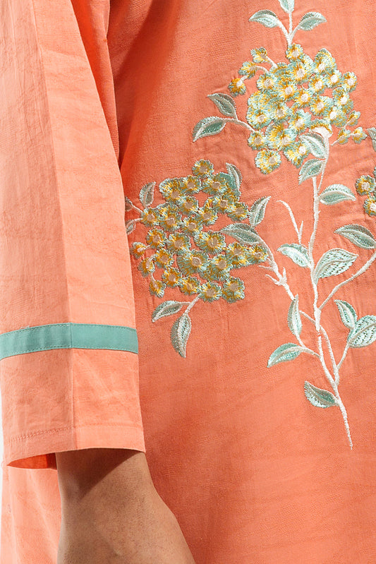 EMBROIDERED SELF JACQ SHIRT (PRET)