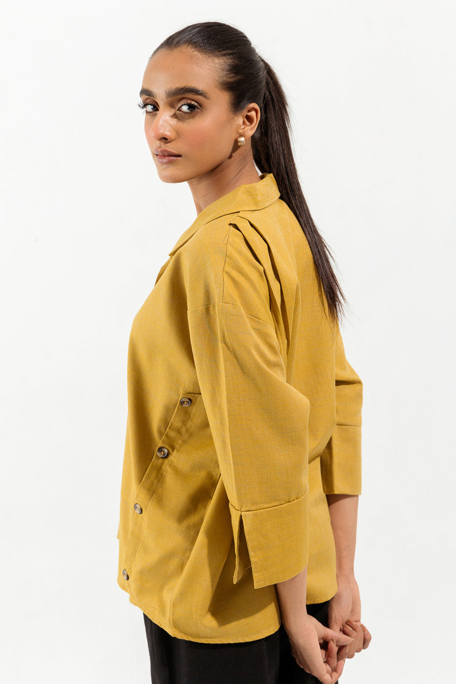 YELLOW OCHRE TEXTURED TOP