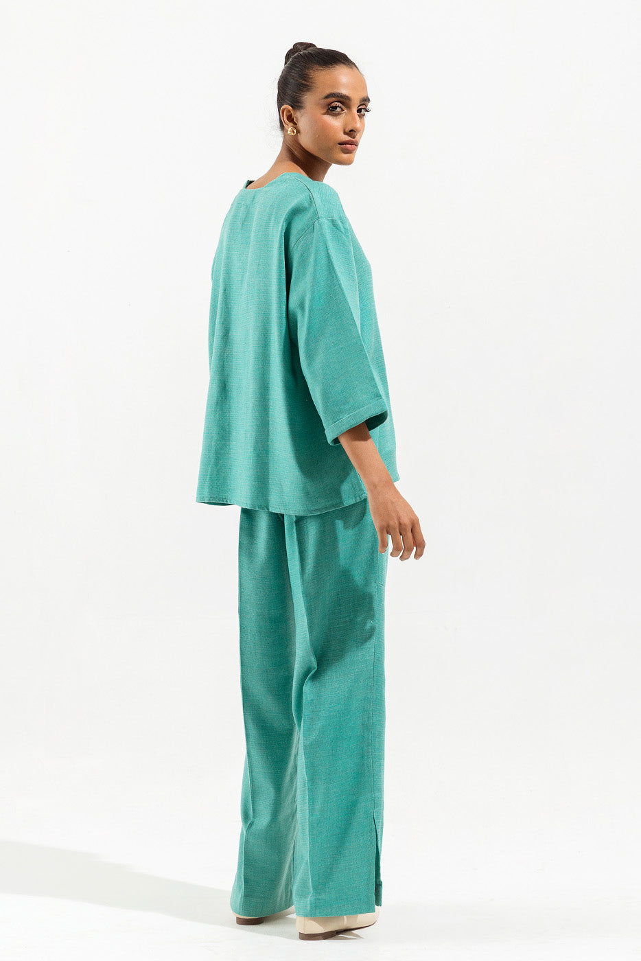 TURQUOISE BUTTONED CO-ORD SET