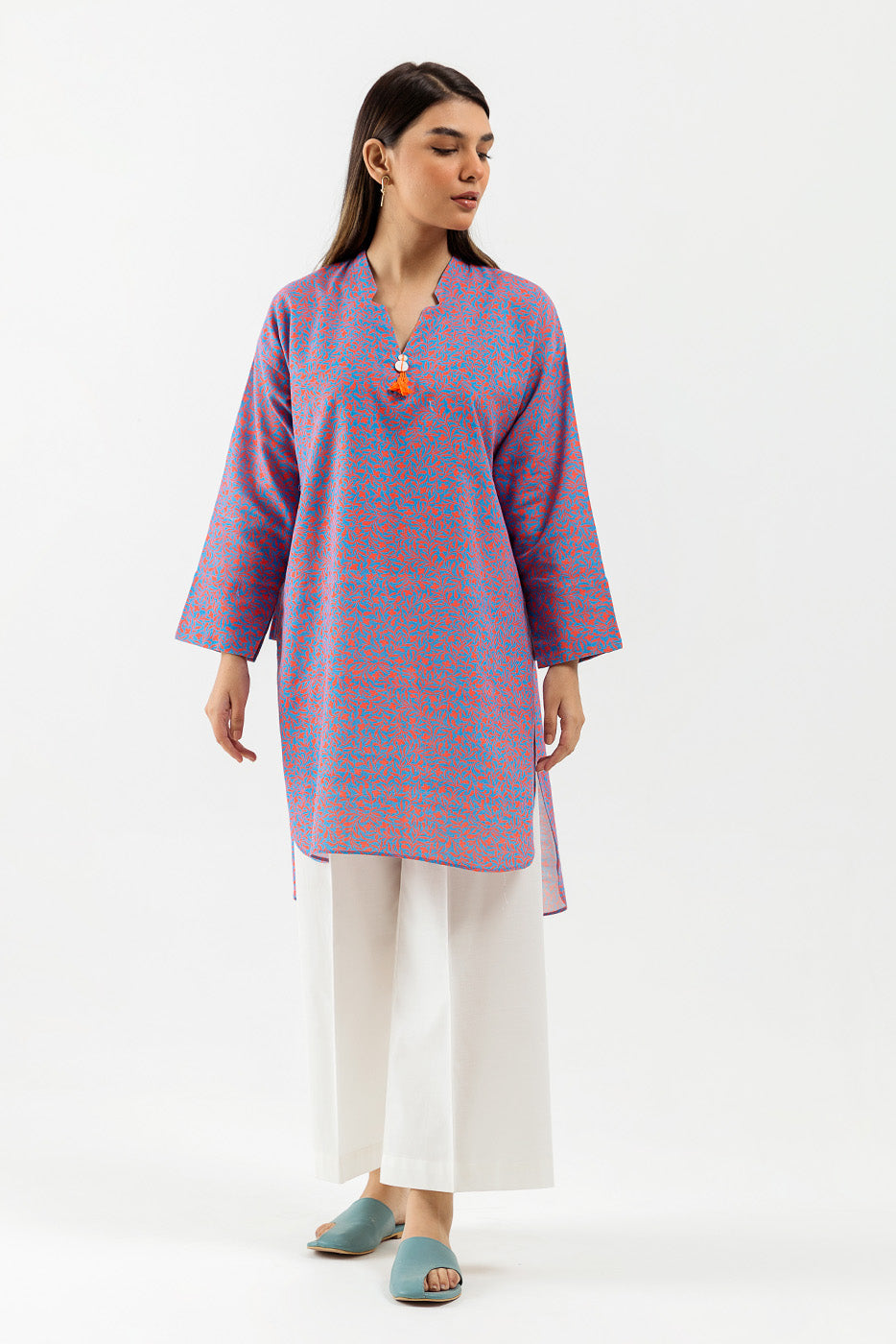 PRINTED JACQ KHADDAR SHIRT (PRET)