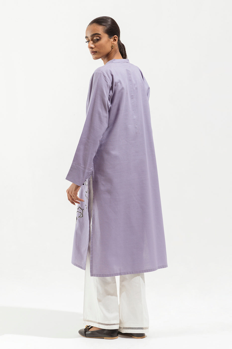 EMBROIDERED SLUB KHADDAR SHIRT (PRET)