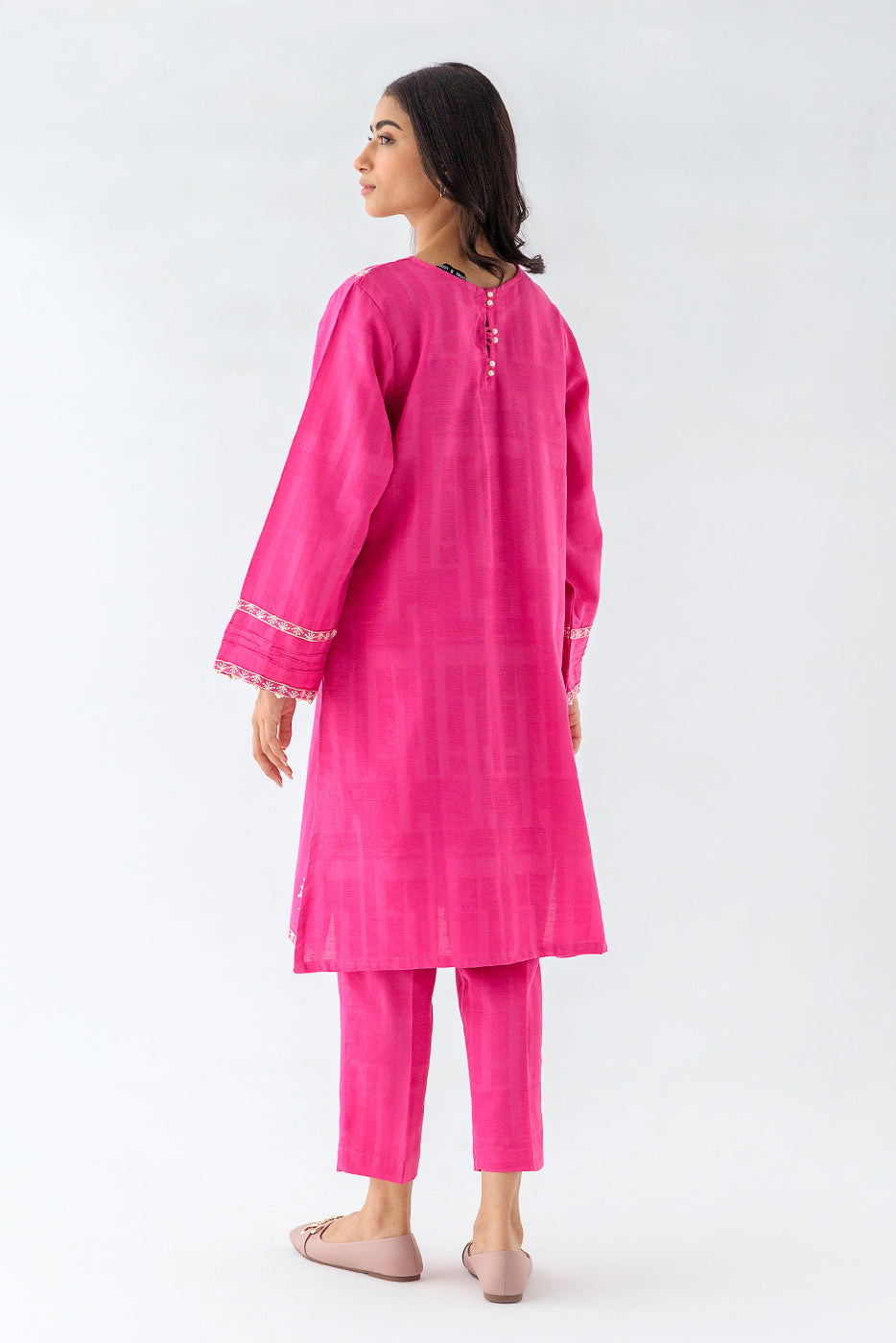 EMBROIDERED KHADDAR JACQUARD SHIRT (PRET)