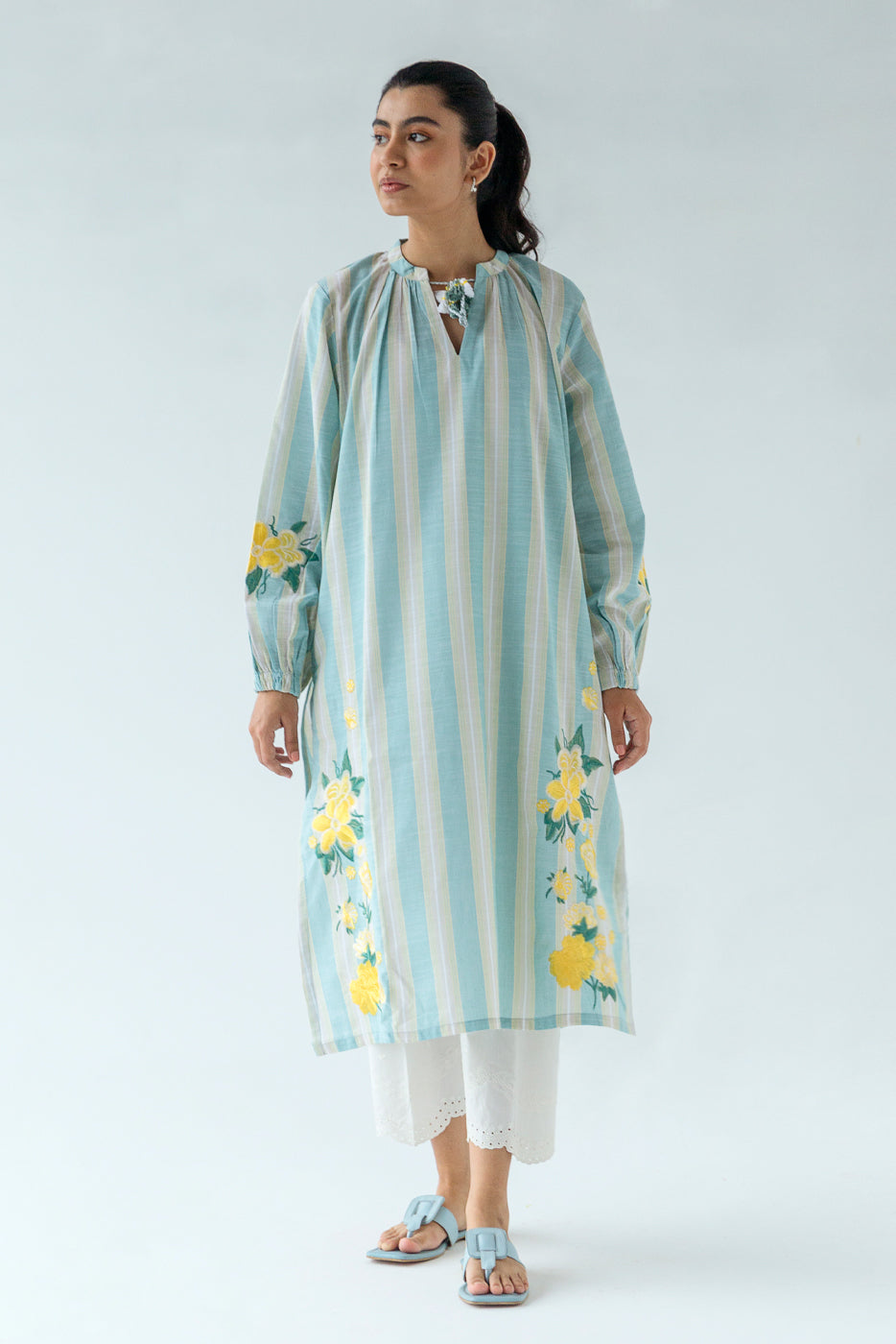 EMBROIDERED YARN DYED SHIRT (PRET)