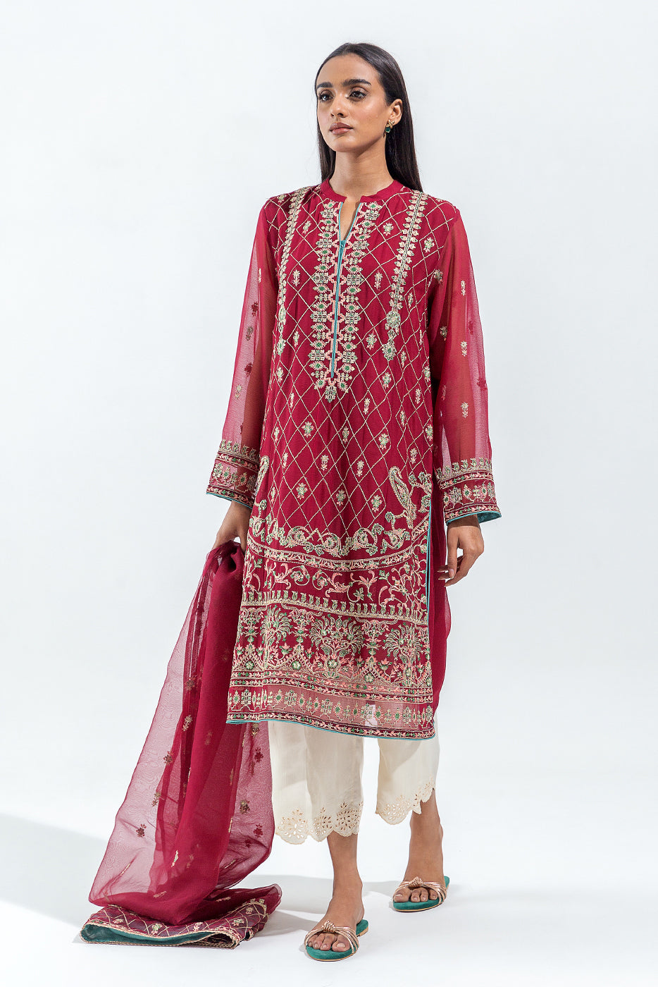 2 PIECE EMBROIDERED CHIFFON SUIT (LUXURY PRET)