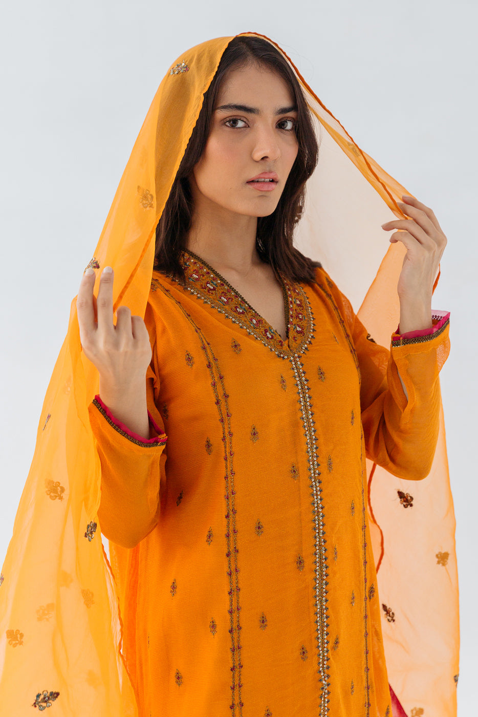 2 PIECE EMBROIDERED COTTON NET SUIT (LUXURY PRET)
