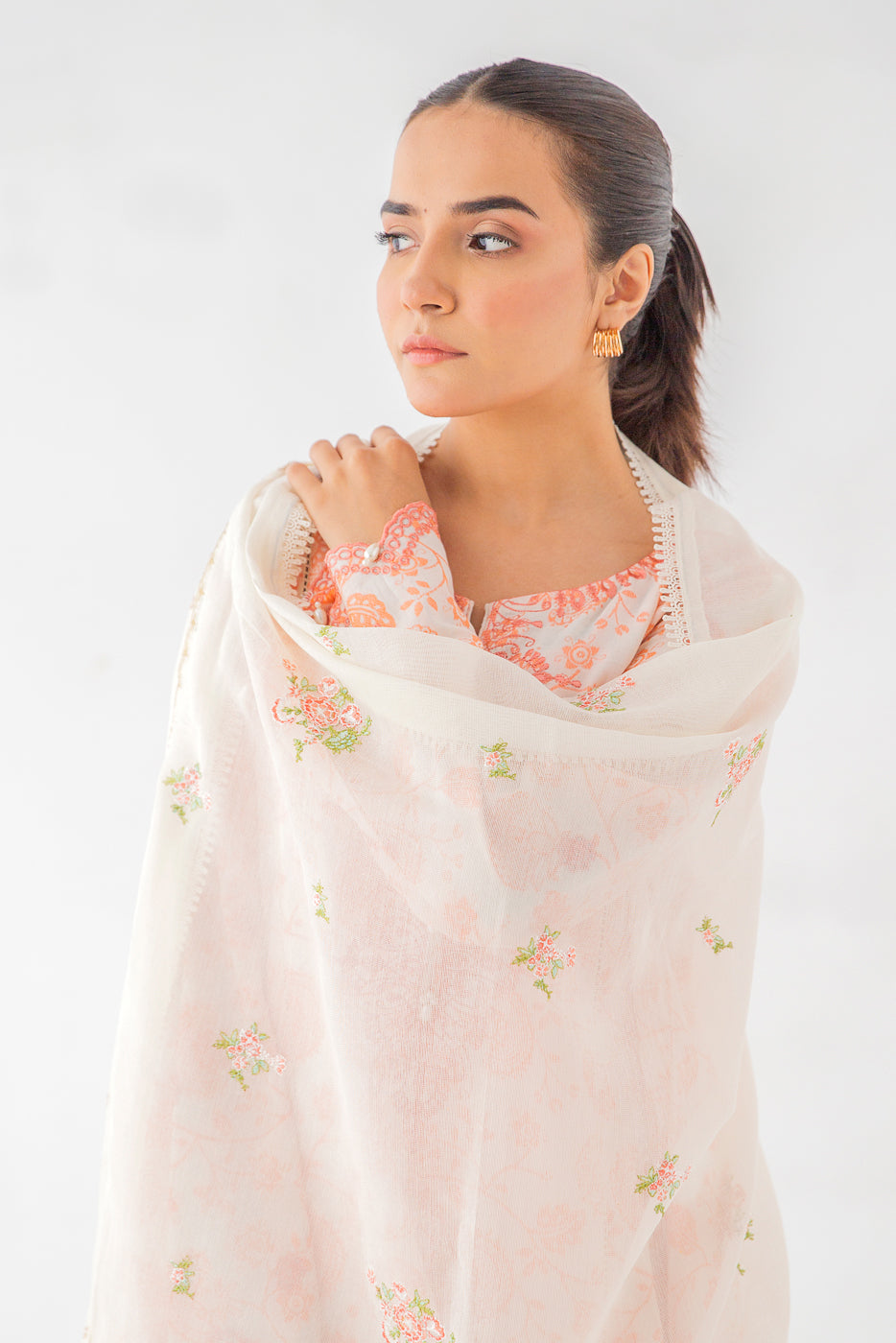 EMBROIDERED COTTON NET DUPATTA (LUXURY PRET)