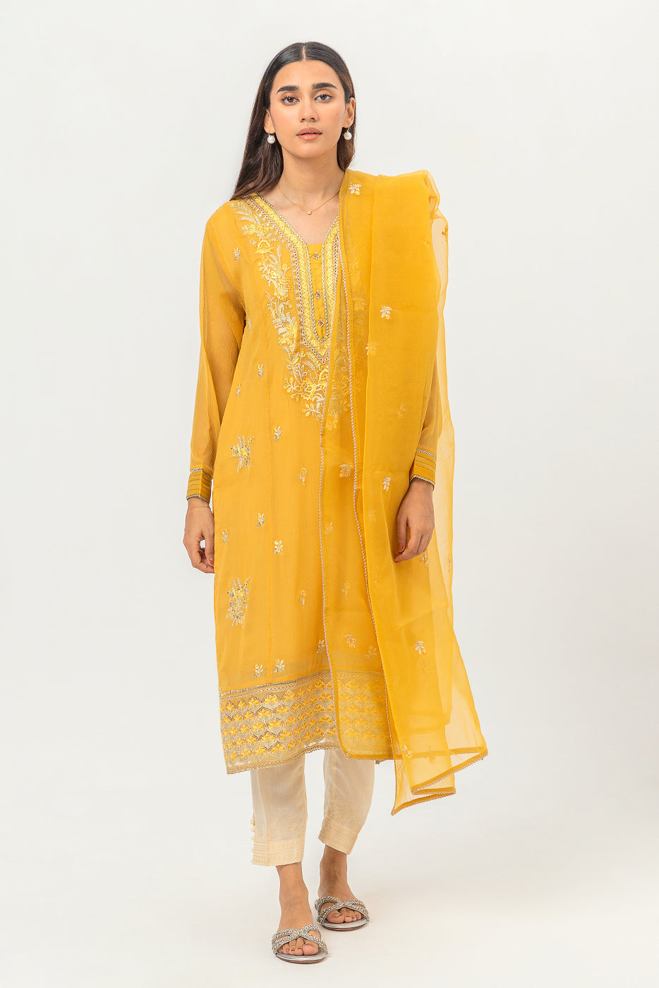 2 PIECE EMBROIDERED CHIFFON SUIT (LUXURY PRET)