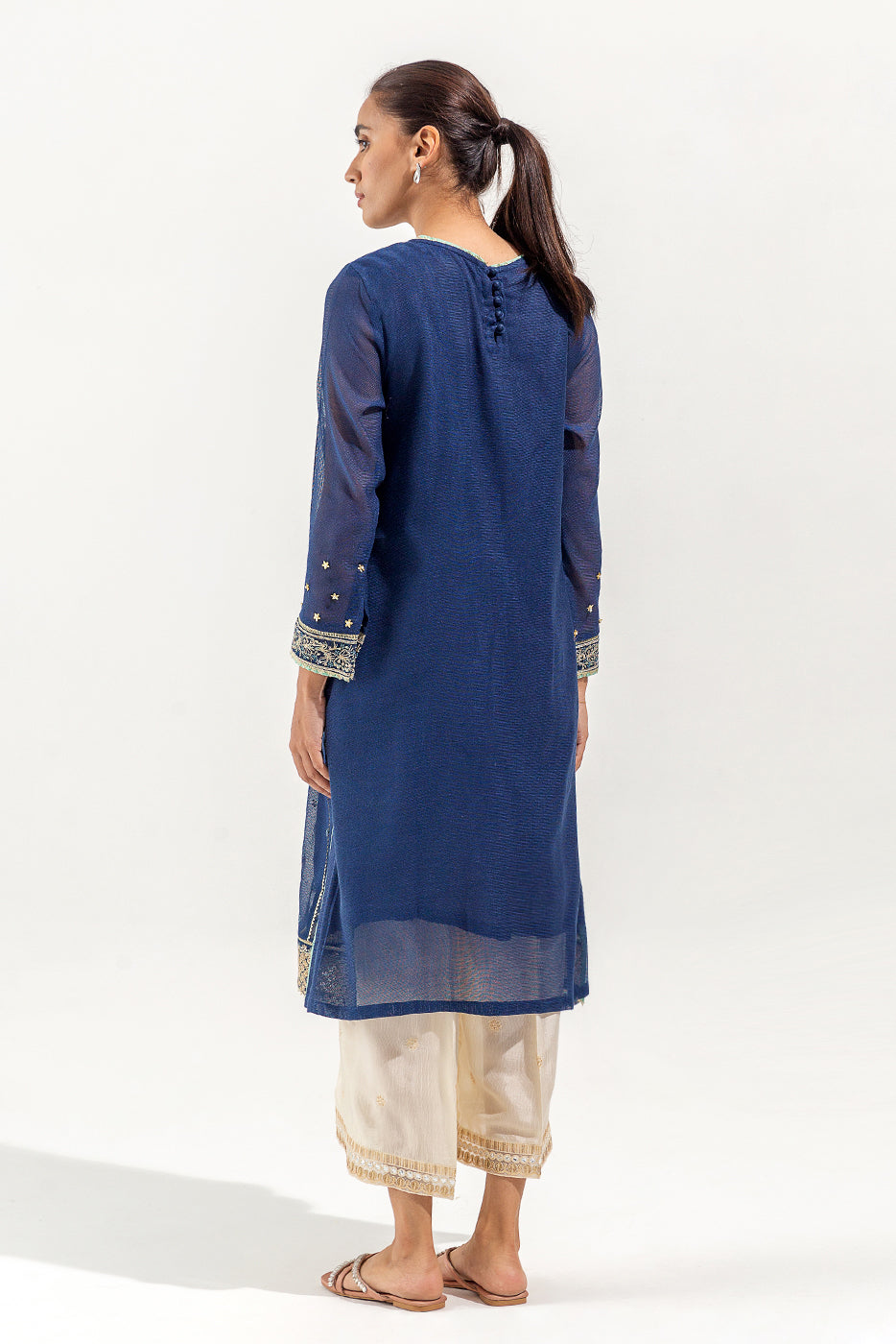 EMBROIDERED COTTON NET SHIRT (LUXURY PRET)