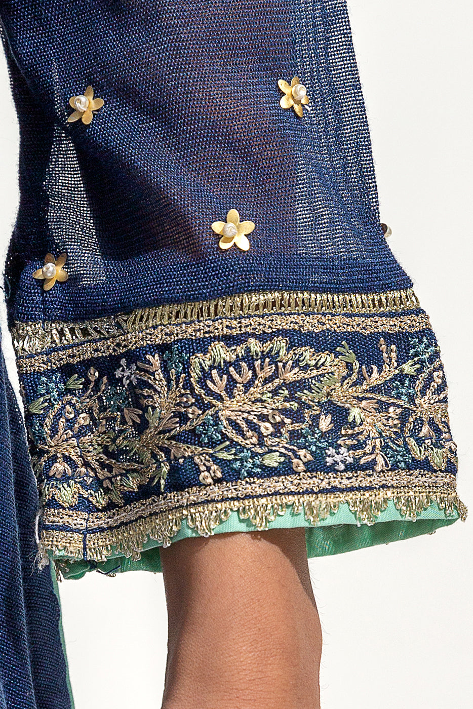 EMBROIDERED COTTON NET SHIRT (LUXURY PRET)