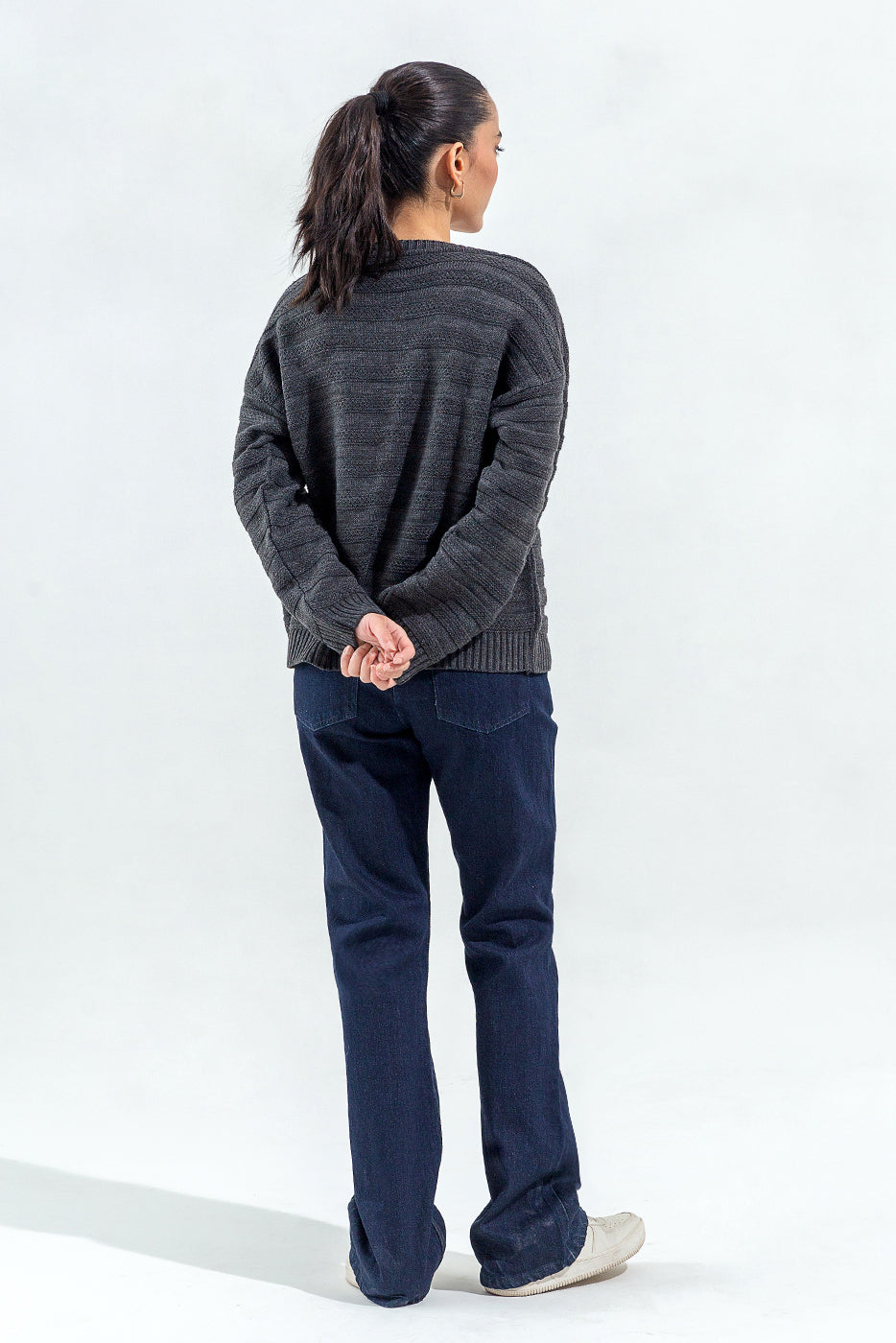 KNITTED CREW NECK CARDIGAN