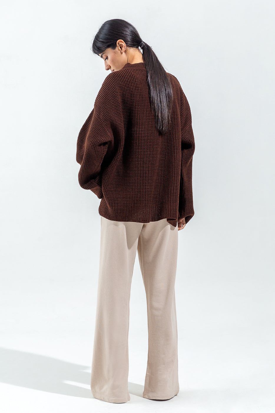 BROWN KNITTED PULLOVER