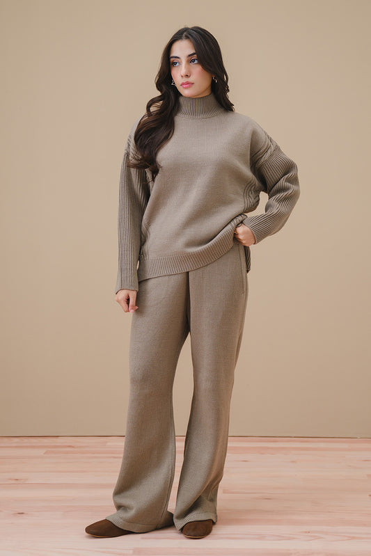 MOCK NECK CABLE-KNIT PULLOVER