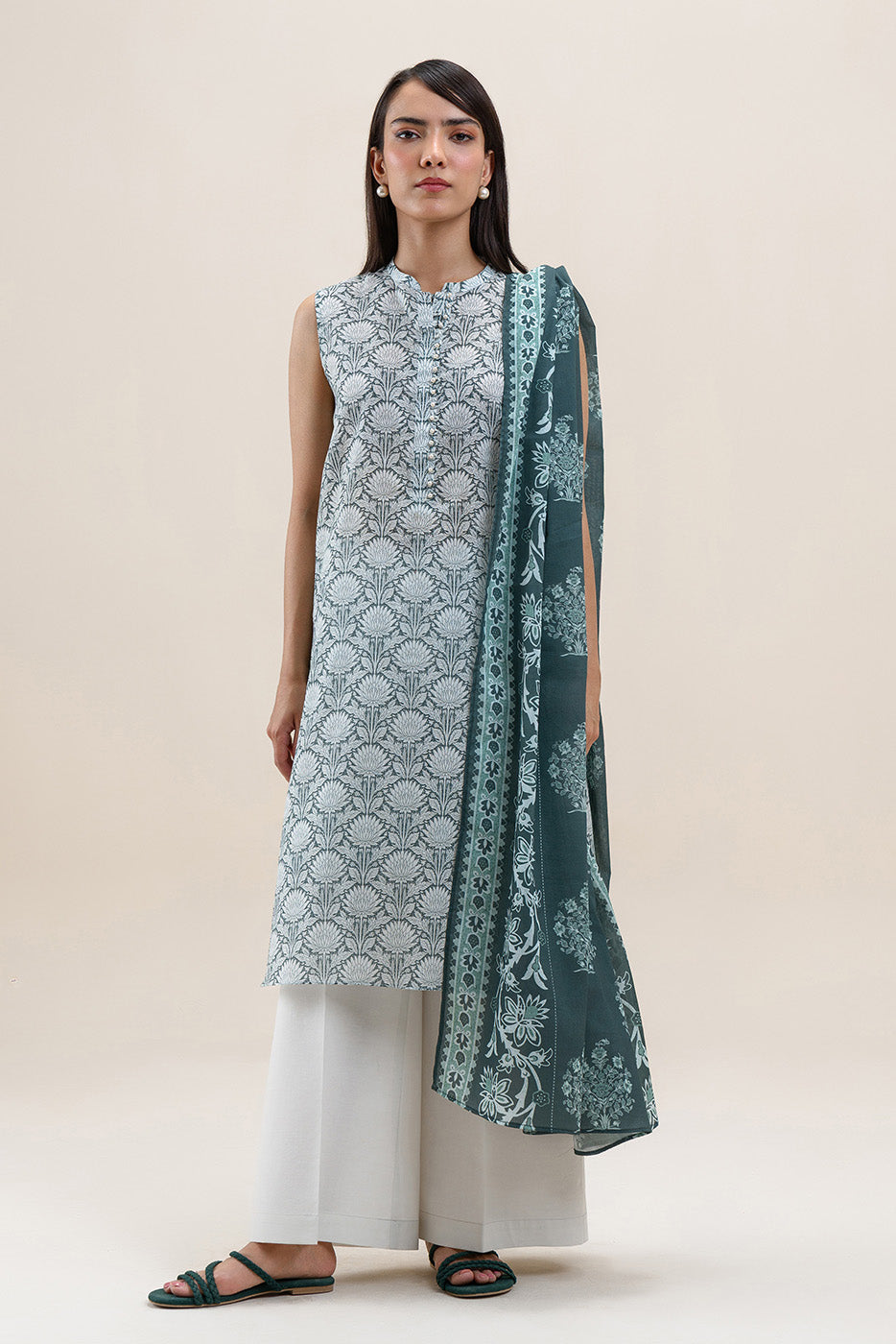 2 PIECE PRINTED LAWN SUIT-VIRIDIAN DEW (UNSTITCHED)