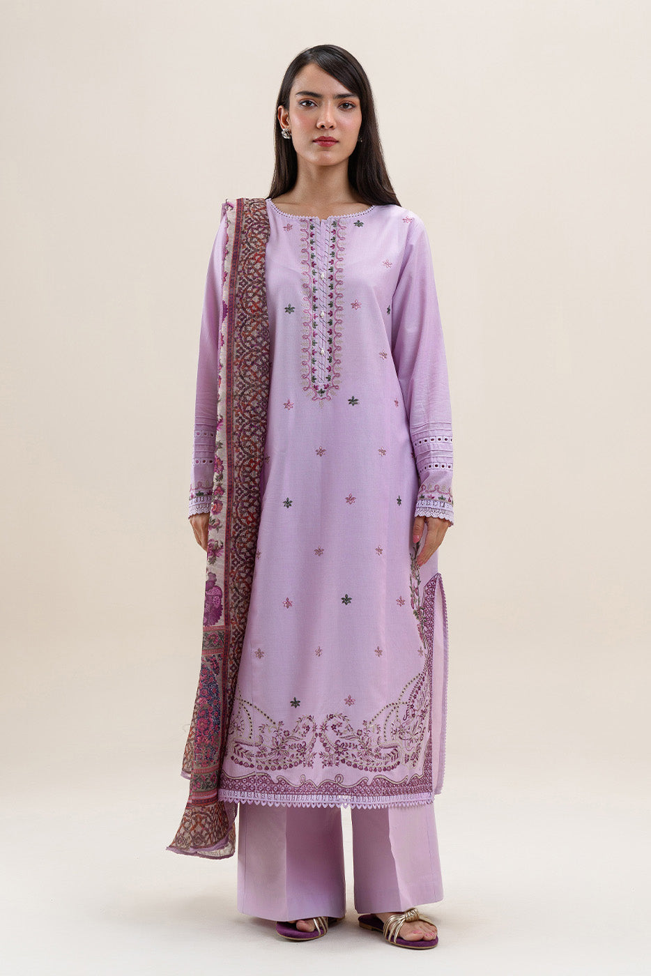 3 PIECE EMBROIDERED LAWN SUIT-LILAC MELODY (UNSTITCHED)